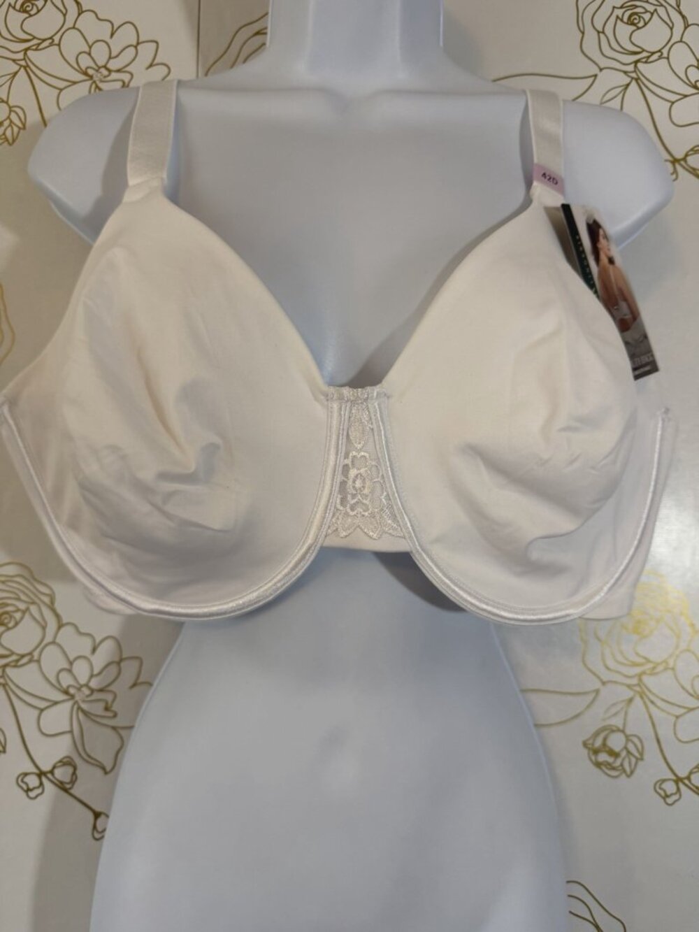 Vanity Fair Bra 42D Beauty Back Smoothing Minimizer White Unlined  (76080) NEW